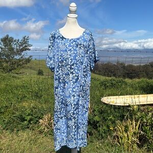 Blue Ginger | Dresses | Blue Ginger Muu Muu Aloha Blue Tropical Short  Sleeve Knee Length Dress Xxl